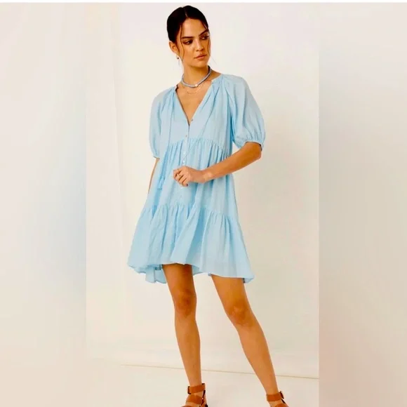 Spell Dresses | Spell Sunday Linen Mini Dress | Color: Blue | Size: XXS | Rhs1024'S Closet